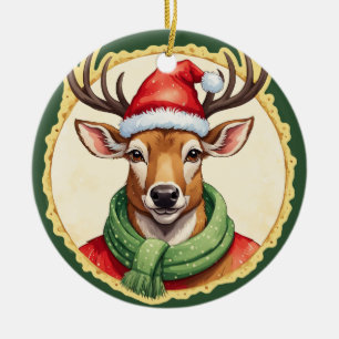 Funny Animal Christmas Favourites - Deer 2 Ceramic Ornament