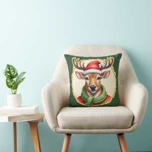 Funny Animal Christmas Favourites - Deer 2 Cushion