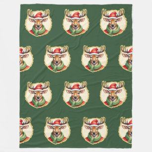 Funny Animal Christmas Favourites - Deer 2 Fleece Blanket