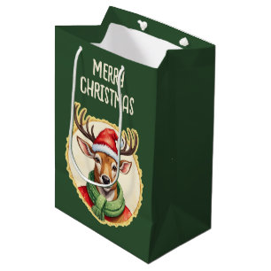 Funny Animal Christmas Favourites - Deer 2 Medium Gift Bag