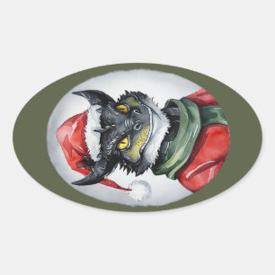 Funny Animal Christmas Favourites - Dragon 1 Oval Sticker