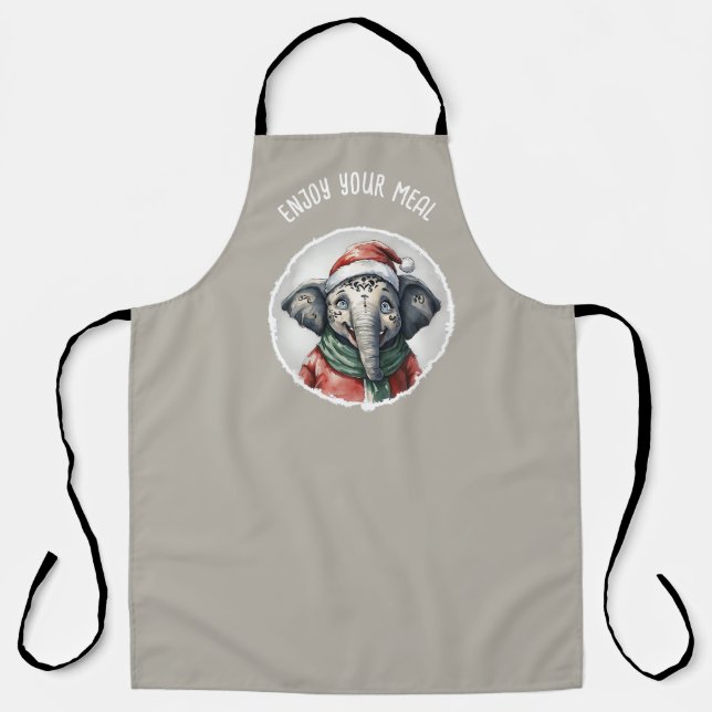 Funny Animal Christmas Favourites - Elephant 2 Apron (Front)