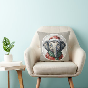 Funny Animal Christmas Favourites - Elephant 2 Cushion