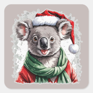 Funny Animal Christmas Favourites - Koala 1 Square Sticker