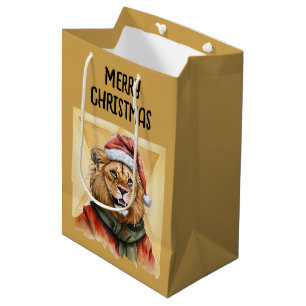 Funny Animal Christmas Favourites - Lion 1 Medium Gift Bag
