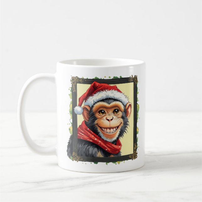 Funny Animal Christmas Favourites - Monkey 2 Coffee Mug (Left)