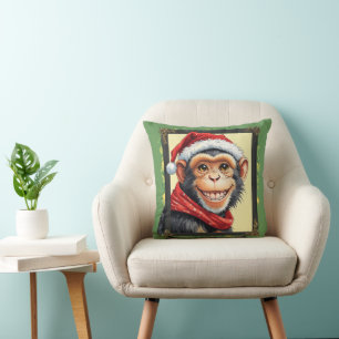 Funny Animal Christmas Favourites - Monkey 2 Cushion
