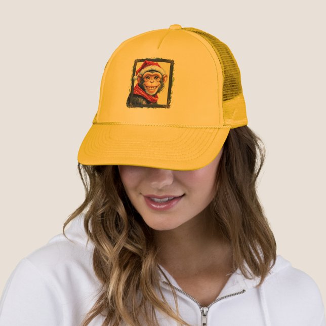 Funny Animal Christmas Favourites - Monkey 2 Trucker Hat (In Situ)