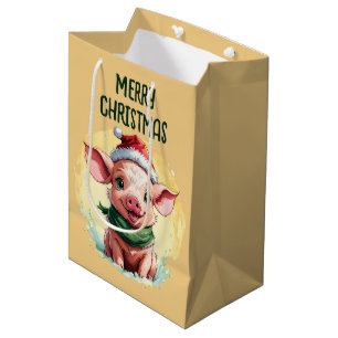 Funny Animal Christmas Favourites - Piglet 1 Medium Gift Bag