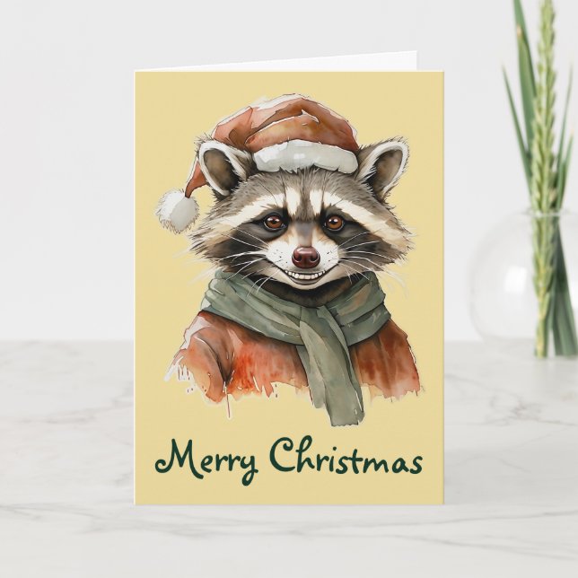 Funny Animal Christmas Favourites - Racoon 1 Card (Front)