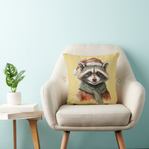 Funny Animal Christmas Favourites - Racoon 1 Cushion
