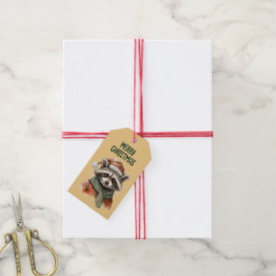 Funny Animal Christmas Favourites - Racoon 1 Gift Tags
