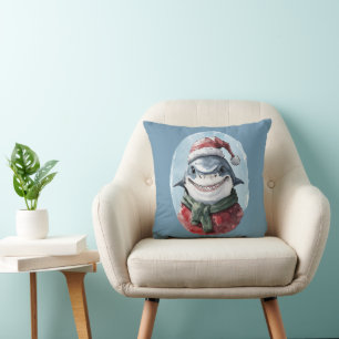 Funny Animal Christmas Favourites - Shark 1 Cushion