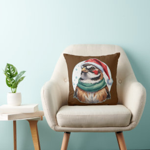 Funny Animal Christmas Favourites - Sparrow 1 Cushion