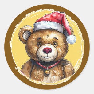 Funny Animal Christmas Favourites - Teddy Bear 1 Classic Round Sticker