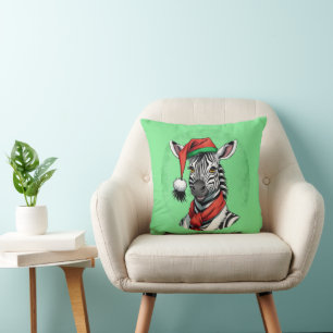 Funny Animal Christmas Favourites - Zebra 1 Cushion