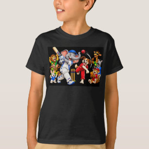 funny animal cricket team- elephant batting dog T-Shirt