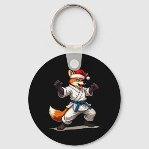 Funny Animal Fox In Karate Uniform For Christmas H Key Ring