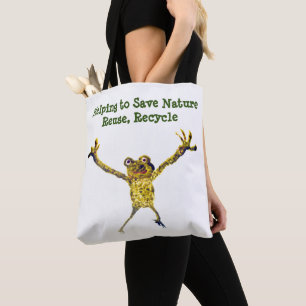 Funny Animal Frog Recycle Message Tote Bag