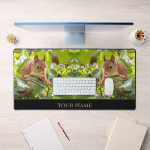 Funny animal funny squirrel let´s go nuts quote desk mat