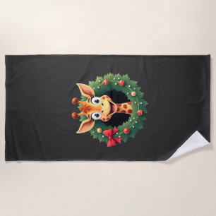 Funny Animal Giraffe Meme Face Festive Xmas T-Shir Beach Towel