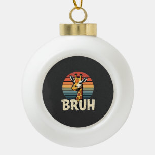 Funny Animal Giraffe Meme Face Festive Xmas T-Shir Ceramic Ball Christmas Ornament