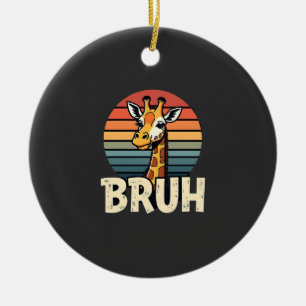 Funny Animal Giraffe Meme Face Festive Xmas T-Shir Ceramic Ornament