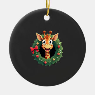 Funny Animal Giraffe Meme Face Festive Xmas T-Shir Ceramic Ornament