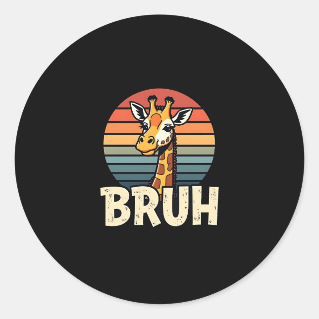 Funny Animal Giraffe Meme Face Festive Xmas T-Shir Classic Round Sticker (Front)