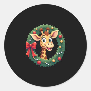 Funny Animal Giraffe Meme Face Festive Xmas T-Shir Classic Round Sticker