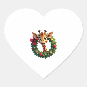 Funny Animal Giraffe Meme Face Festive Xmas T-Shir Heart Sticker