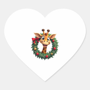 Funny Animal Giraffe Meme Face Festive Xmas T-Shir Heart Sticker