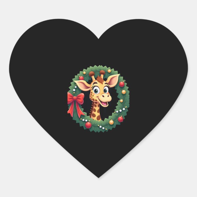 Funny Animal Giraffe Meme Face Festive Xmas T-Shir Heart Sticker (Front)