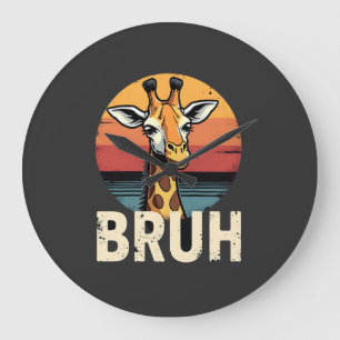 Funny Animal Giraffe Meme Face Festive Xmas T-Shir Large Clock