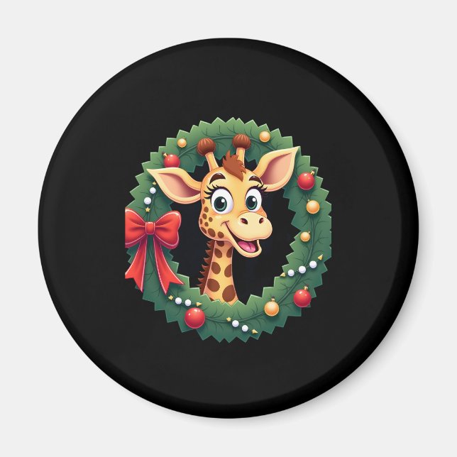 Funny Animal Giraffe Meme Face Festive Xmas T-Shir Magnet (Front)