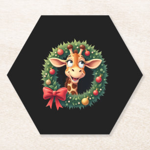 Funny Animal Giraffe Meme Face Festive Xmas T-Shir Paper Coaster