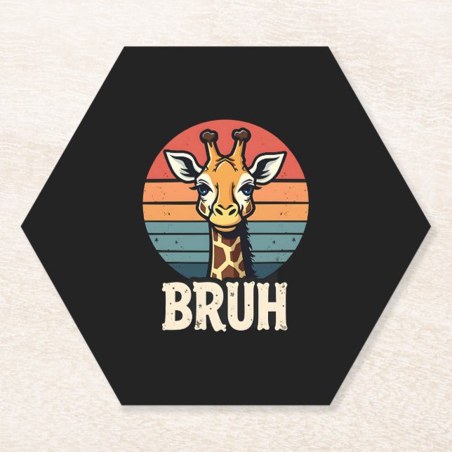 Funny Animal Giraffe Meme Face Festive Xmas T-Shir Paper Coaster (Front)