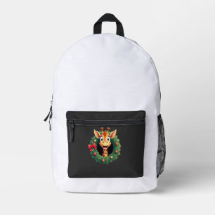 Funny Animal Giraffe Meme Face Festive Xmas T-Shir Printed Backpack