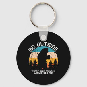 Funny Animal Go Outside Get Eaten By Bear Key Ring