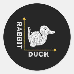 Funny Animal Lover Gift Optical Illusion Duck Or R Classic Round Sticker