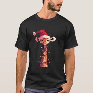 Funny Animal Lover Santa Giraffe Christmas Tree Li T-Shirt