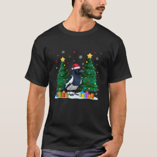 Funny Animal Lovers Magpie Santa Hat Ugly Christma T-Shirt