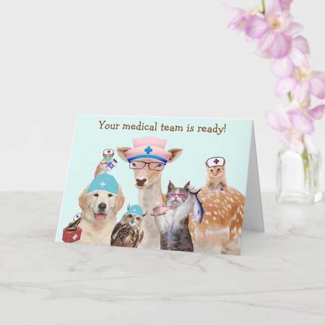 Funny Animal Medical Get Well Card (Orchid)