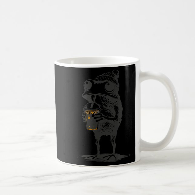 Funny Animal Meme Frog Drinking Iced Coffee Men Mug (Right)