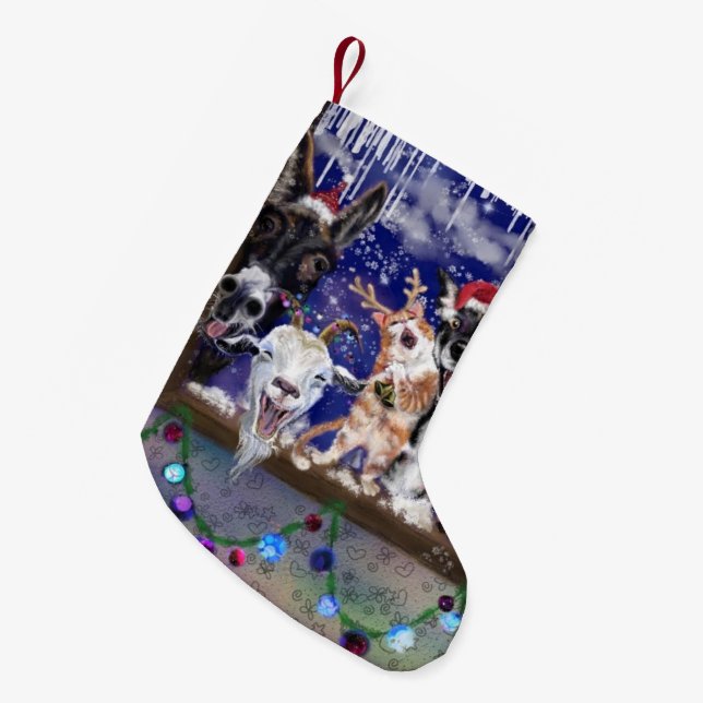Funny Animal Party Christmas Stocking (Front (Hanging))