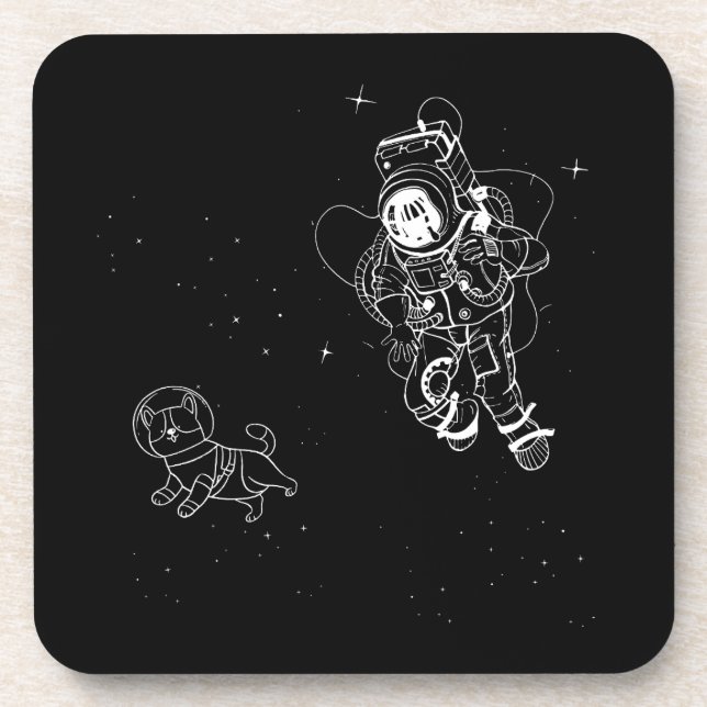 Funny Animal Pet Dog in Space Astronaut Coaster (Front)