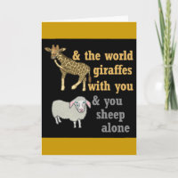 Funny Animal Pun, Giraffe and Sheep Card