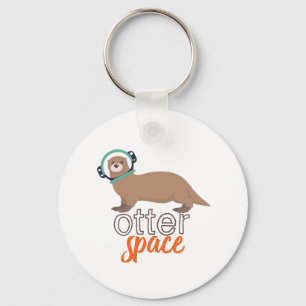 Funny Animal Puns Humour Otter Space Cartoon Key Ring