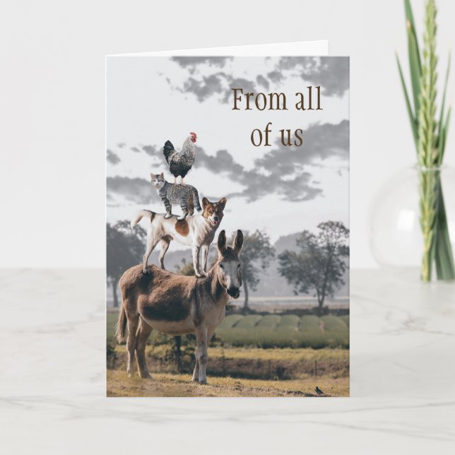 Funny Animal Pyramid Group Greeting Card (Front)