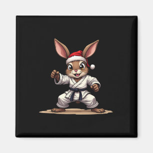 Funny Animal Rabbit In Karate Uniform For Christma Magnet